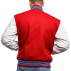 Scarlet Red Wool Body & Bright White Leather Sleeves Letterman Jacket